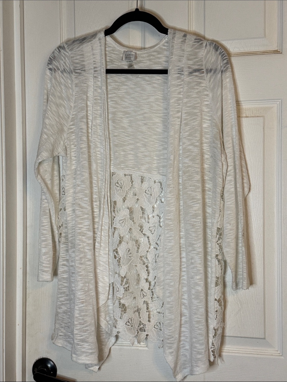 Cupio Cream Open-Front Lace-Back Cardigan